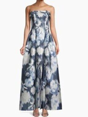 Sachin + Babi blue and white floral gown